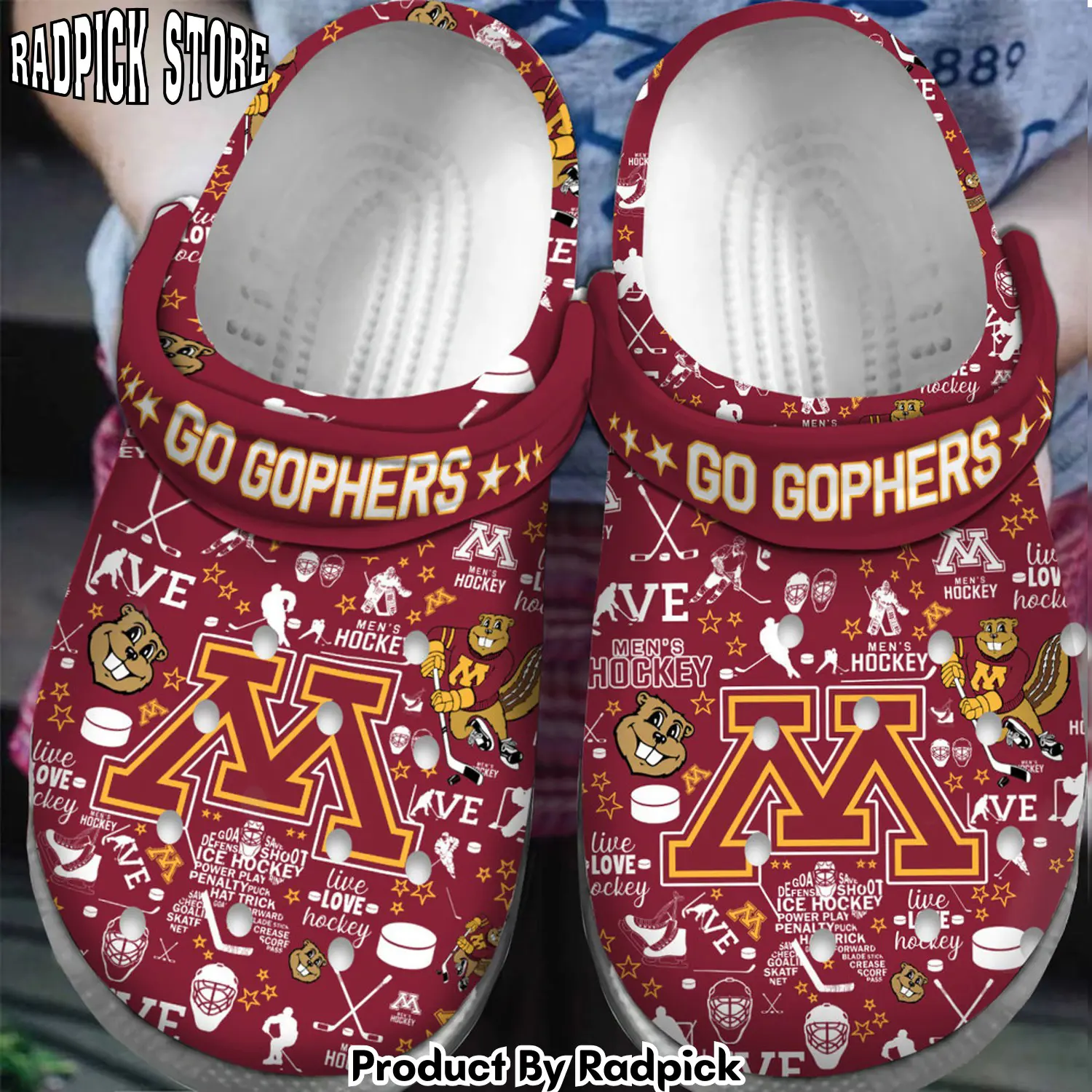 Radpick premium minnesota golden gophers nhl sport clogs shoes for men women opd rp6522214